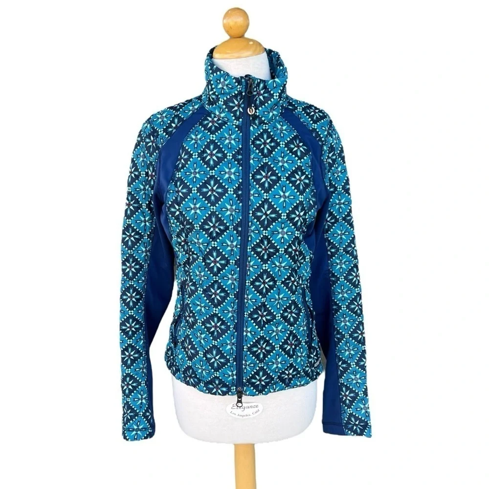 Kerrits Ride Lite Quilted Jacket Full Zip Nordic Blue Small Equestrian Riding